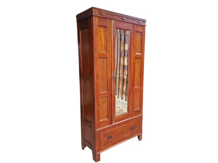 Edwardian Teak Single Door Mirrored Cupboard
