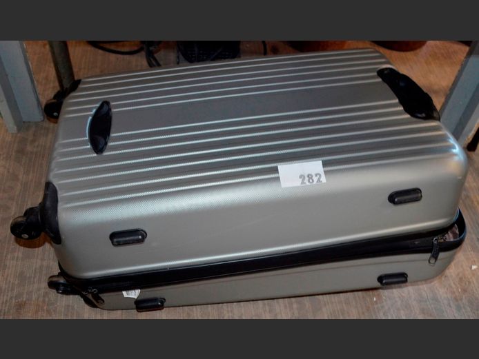 GREY HARD SHELL SUITCASE