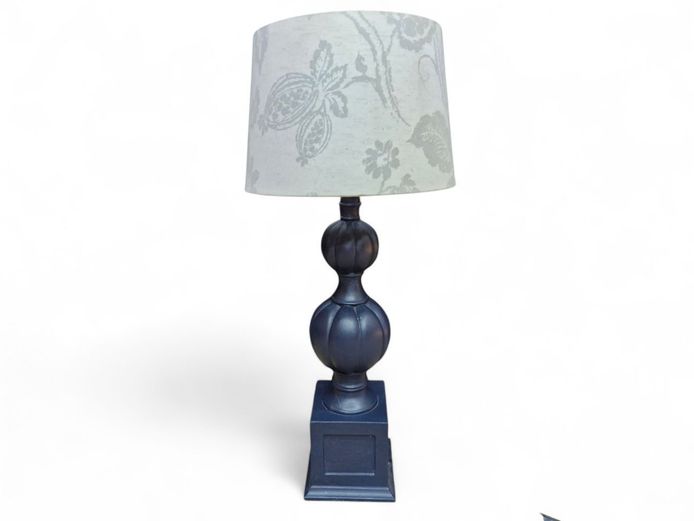 Tall Standing Teal Blue Wooden Table Lamp