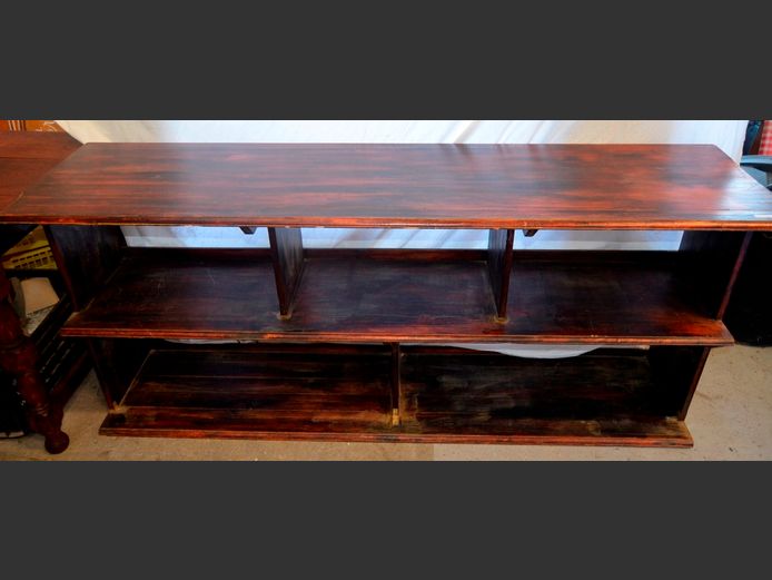 STAINED PINE MULTI-TIER BOOKSHELF, 180 x 47 x 80cm