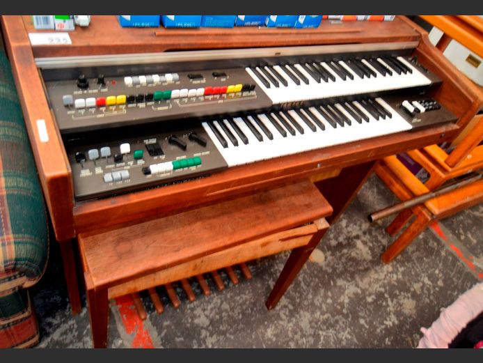 YAMAHA ORGAN, 120 x 55 x 90cm, WITH STOOL, 66 x 32 x 56cm [Switches on, untested further, condition unknown]
