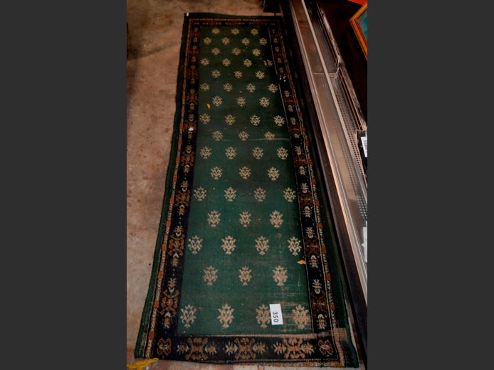 GREEN & BEIGE RUNNER, 230 x 70cm [Worn]