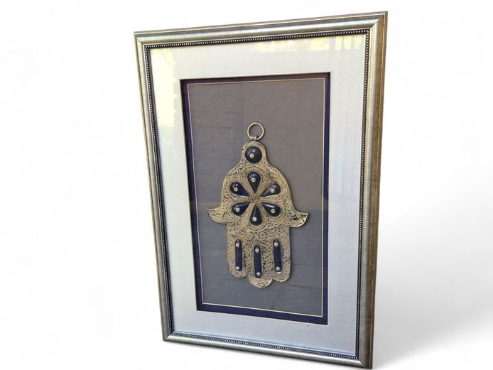 Handcrafted Moroccan Hamsa Art Framed