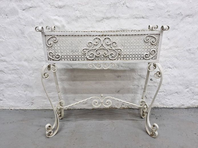 Vintage Ornate Wrought Iron Planter Stand