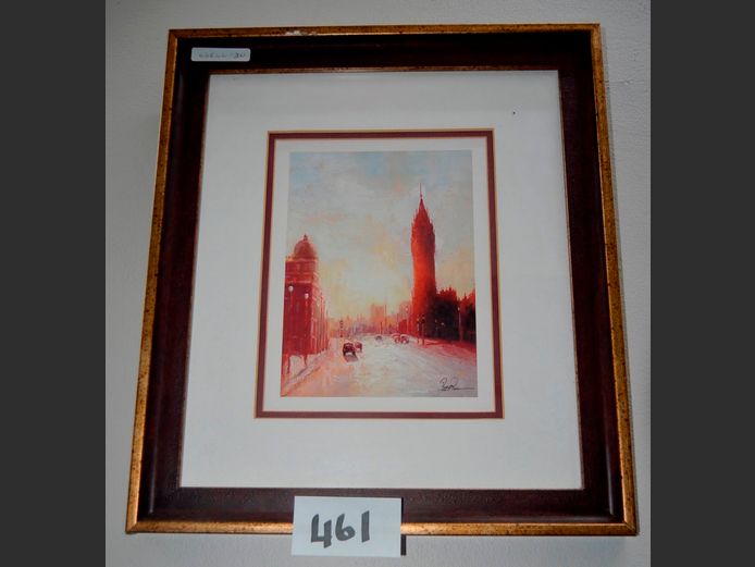 FRAMED PRINT "LONDON STREET SCENE", 19 x 14cm
