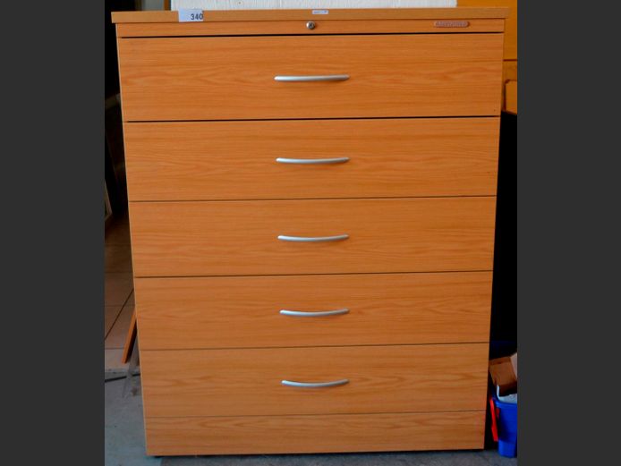 OAK FOIL 5-DRAWER OPTIPLAN, 117 x 60 x 151cm