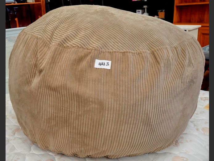 LARGE BROWN CORDUROY LOUNGER POUFFE