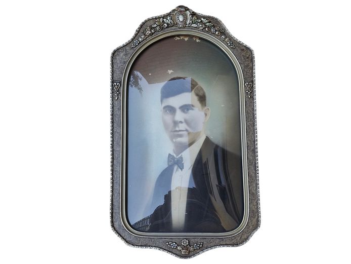 Early 20th Century Picture Frame with Convex Glass