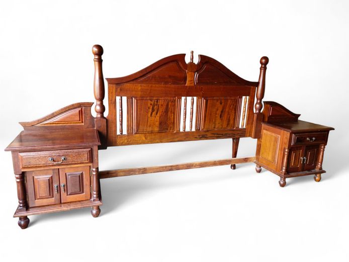 Vintage Queen Size Headboard & Pedestals