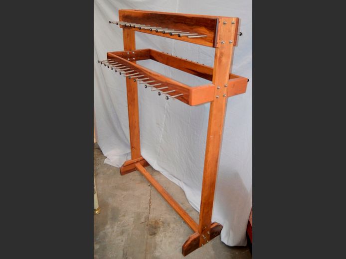 BLACKWOOD & OAK DISPLAY STAND, 121 x 70 x 170cm