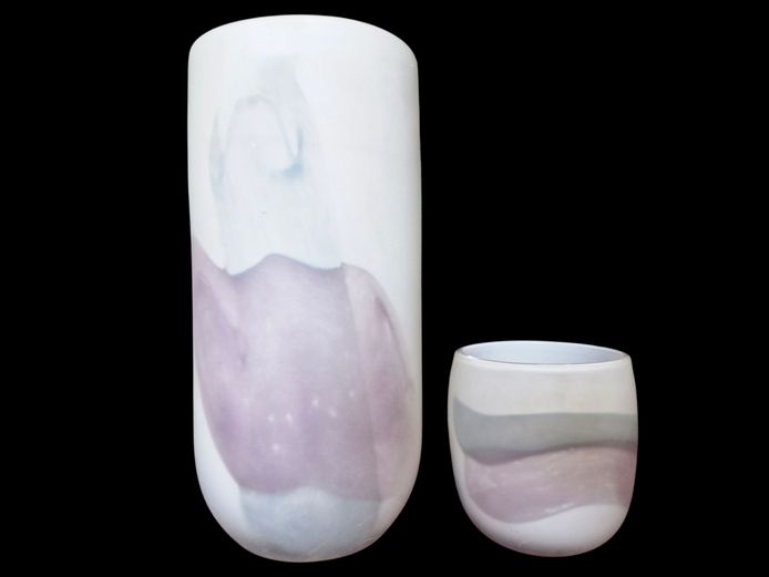 Set of Frosted Watercolor Flow Vases