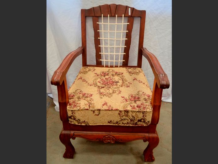 IMBUIA BALL & CLAW ARMCHAIR WITH RIEMPIE BACK REST