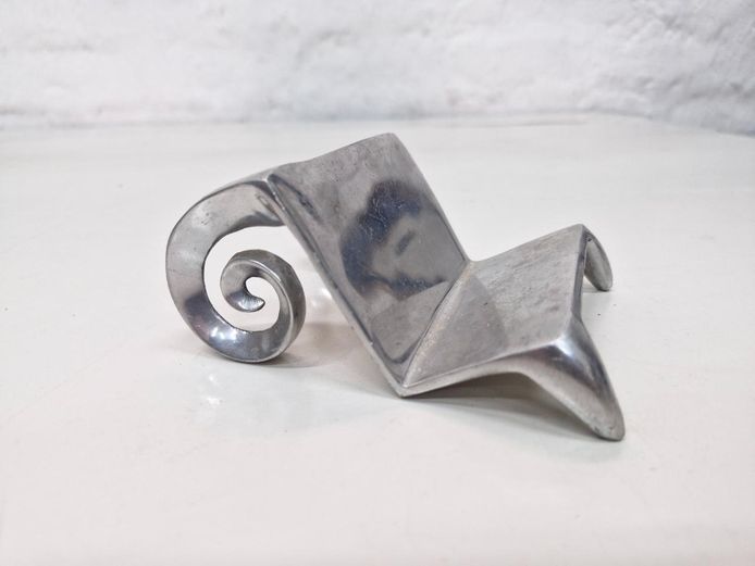 Aluminum Metal Sculptural Desk Business Card Holder