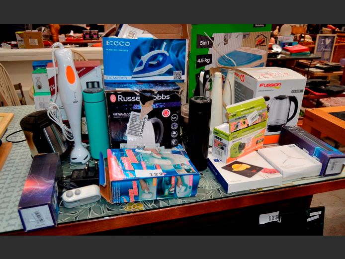 RUSSELL HOBBS KETTLE, ELECTRONIC WINE OPENER, STICK BLENDER, etc [Untested]