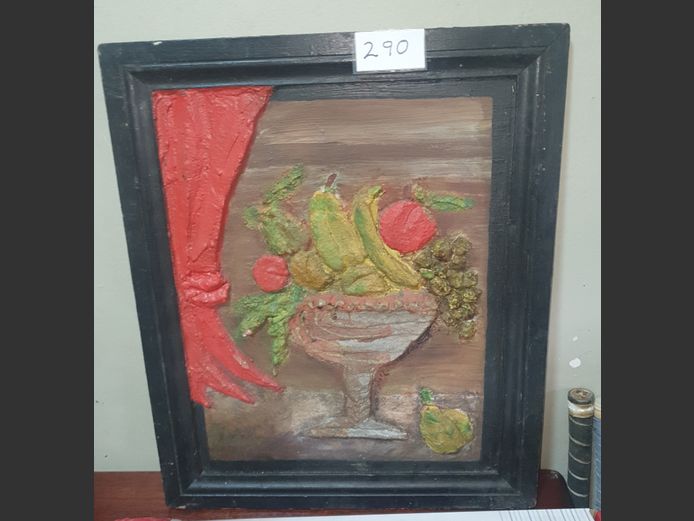 FRAMED MIXED MEDIA "FRUITS", 40 x 48cm