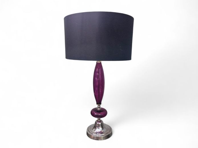 Purple Stained Glass Lamp with Black Shade