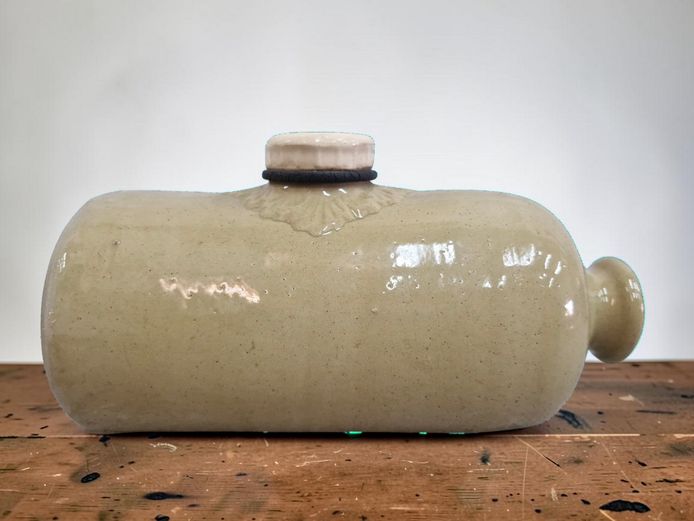 Antique Stoneware Bed Warmer – "Hot Water Pig"