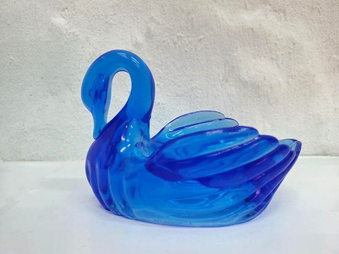 Vibrant Blue Plastic Swan Trinket Dish