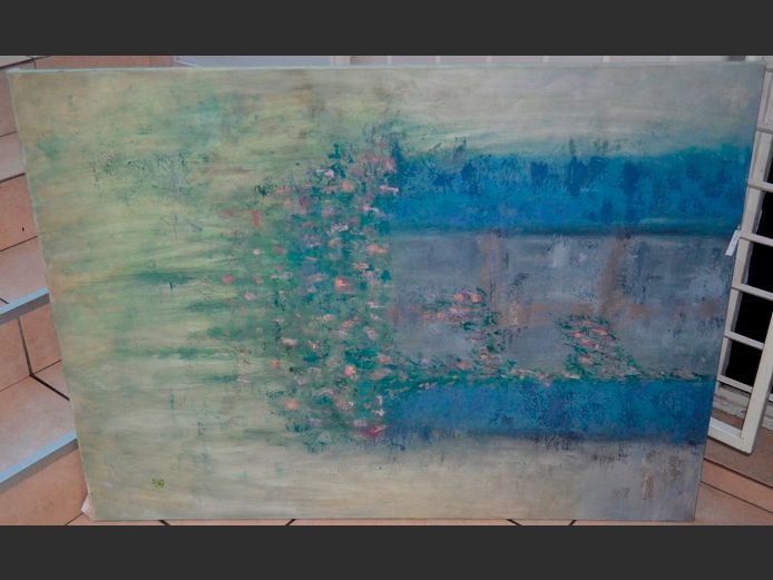 UNFRAMED ABSTRACT OIL ON CANVAS "SPRING", 120 x 80cm