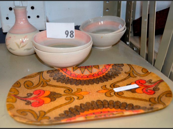 GLADIOLUS POTTERY BOWLS, VASE, etc