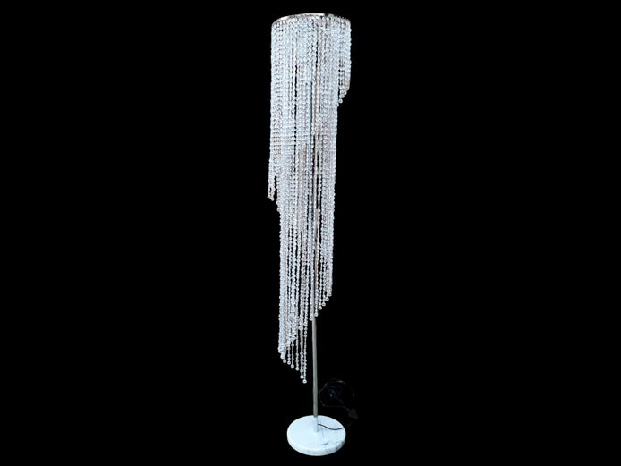 Modern Faux Crystal Bead Cascading Floor Lamp with Marble Base
