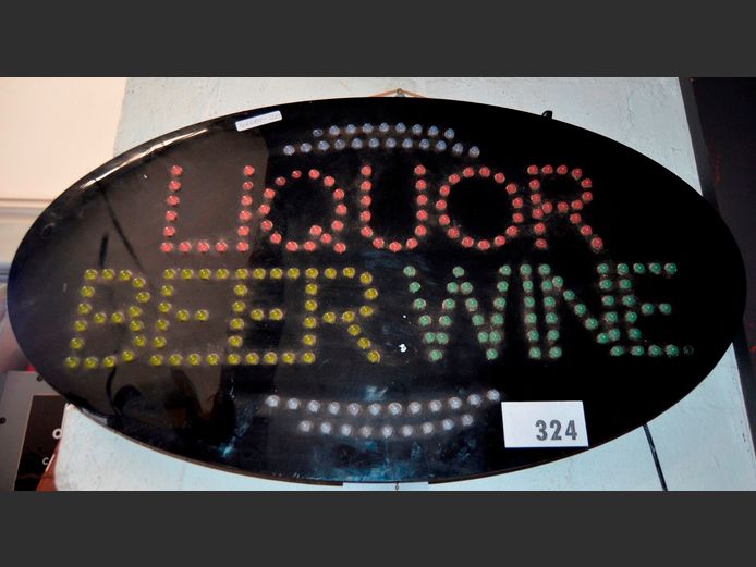 LIQUOR, BEER & WINE BAR LIGHT, 68 x 38cm [Untested]