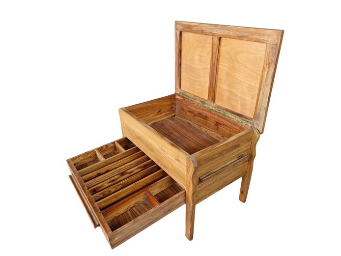 Vintage Solid Wood Storage Kist with Compartmental Drawer