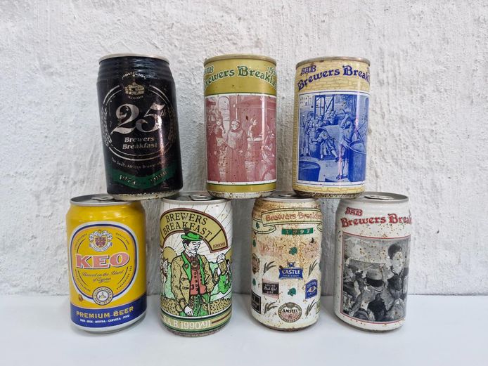 Vintage SAB Brewers Breakfast & KEO Collectible Beer Cans - Lot of 7