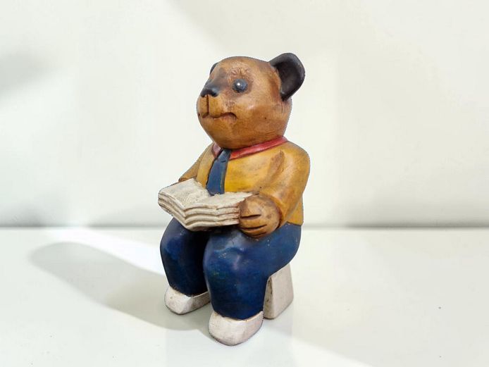 Vintage Whimsical Carved Bear Shelf Sitter