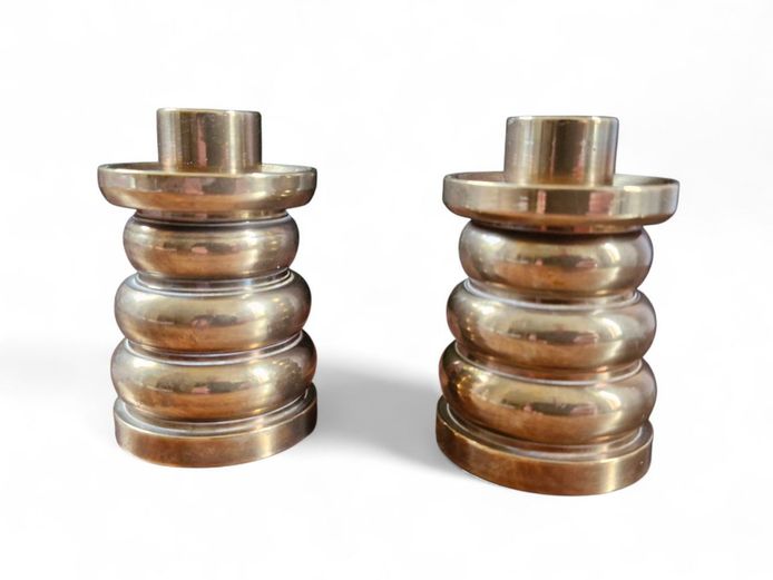 Solid Heavy Brass Pillar Candle Holders