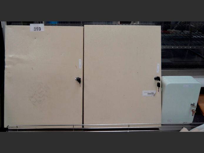 LOT OF 3: KEY CABINETS WITH KEYS, 78.5 x 53cm & 18 x 8 x 25cm [Dents to 1]
