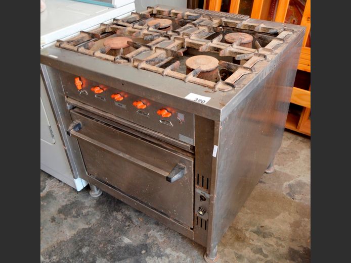 STAINLESS STEEL INDUSTRIAL 4-BURNER GAS STOVE, 86 x 86 x 88cm [Untesetd]