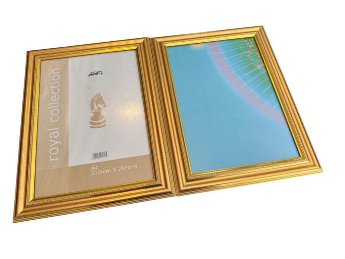 Set of 2 Gold-Coloured A4 Photo Frames