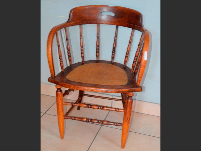 OAK BENTWOOD ARMCHAIR WITH RATTAN SEAT
