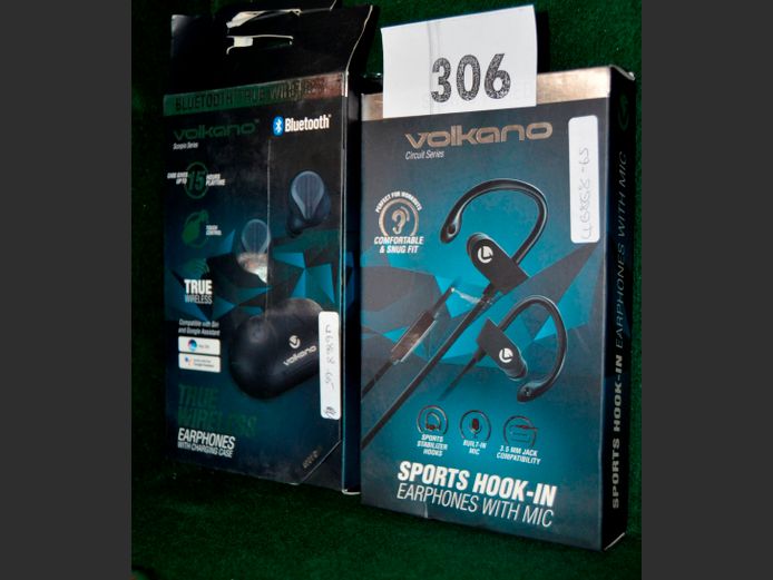 LOT: VOLKANO SPORTS WIRED & VOLKANO BLUETOOTH EARPHONES