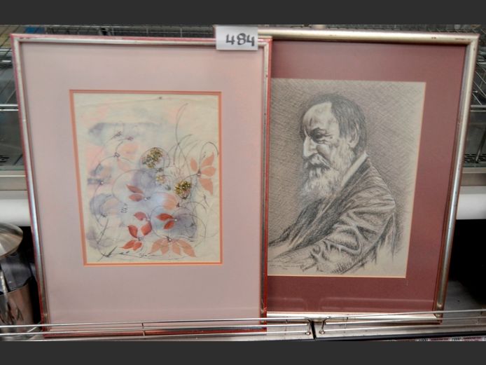 FRAMED CHARCOAL SKETCH "PORTRAIT OF A MAN", 36 x 29cm, & ANOTHER, 31 x 24.5cm