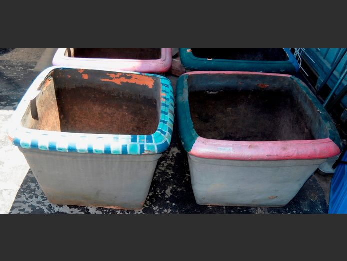 PAIR CEMENT PLANTERS, 55 x 55 x 40cm [Some chips]