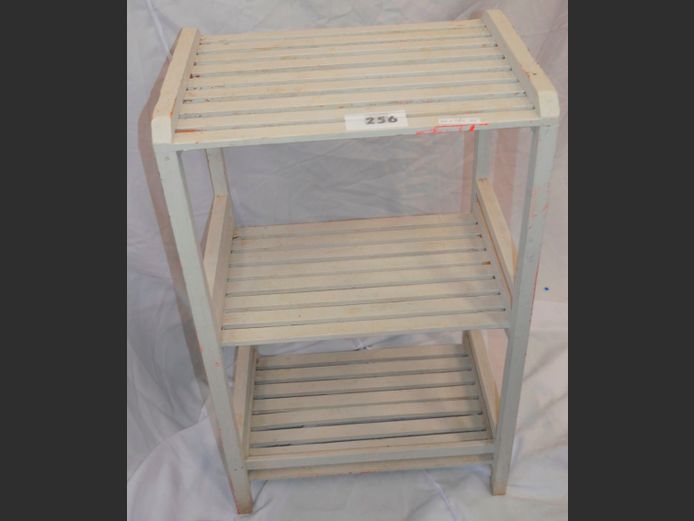 WHITE SLATTED 3-TIER SHELF, 45 x 30 x 75cm