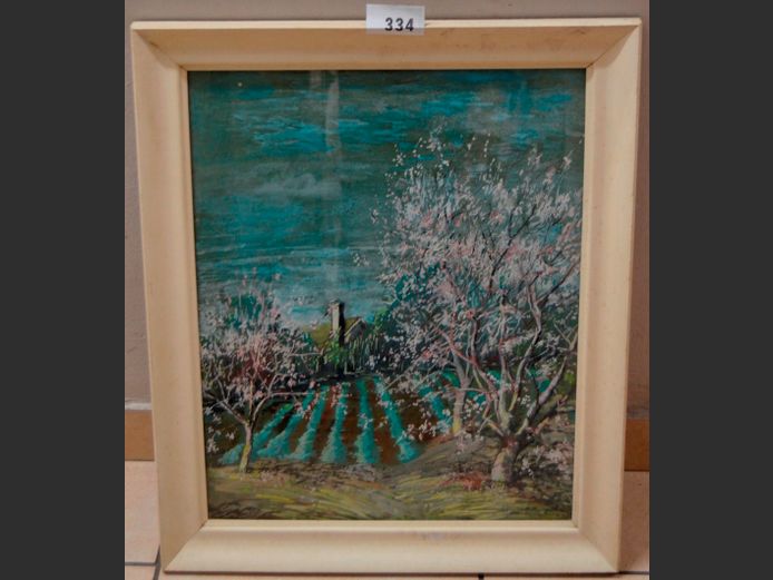 FRAMED PRINT "TREE BLOSSOMS", 62 x 49cm