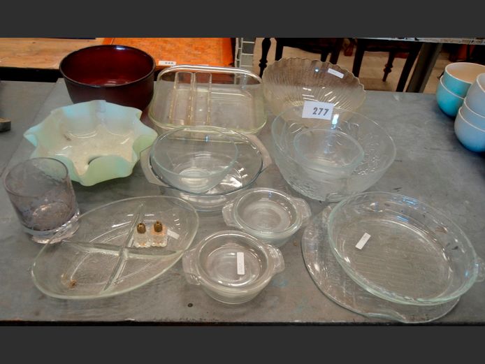 GLASS SALAD BOWLS, PIE DISH, SNACK PLATE, etc