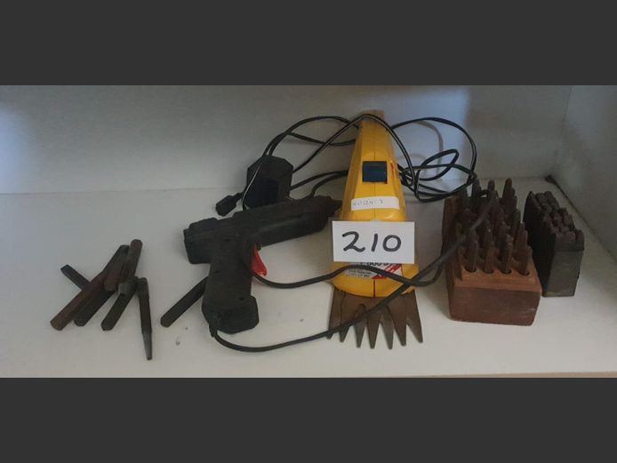 LOT: GLUE GUN, PUNCHES, BOSCH GRASS SHEAR [Untested]