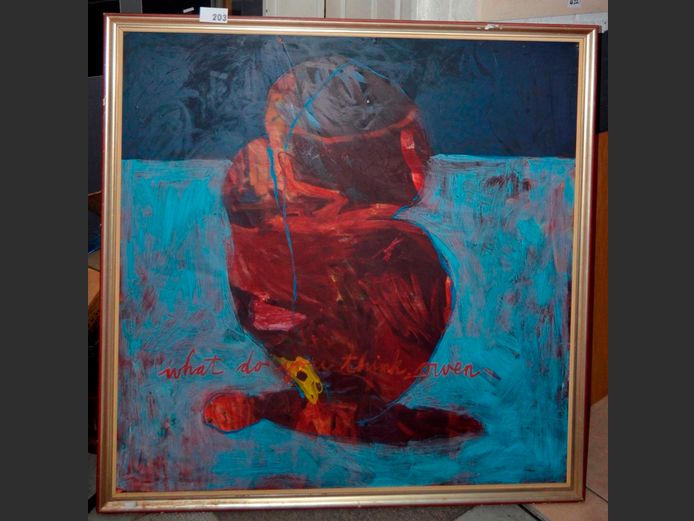 SILVER GILT FRAMED ABSTRACT OIL ON BOARD