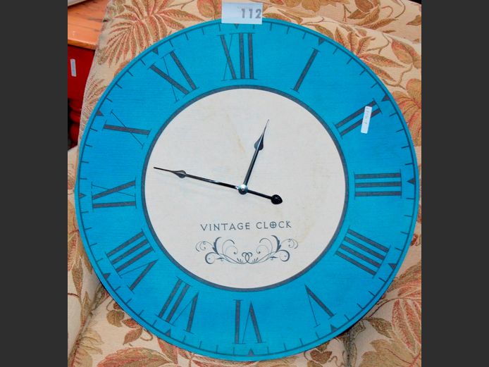 BLUE & WHITE WALL CLOCK, 60cm Diameter