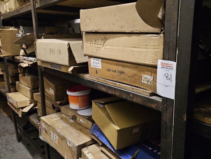 LARGE METAL SHELVING INCLUDING STOCK ON SHELF (BOLTED)