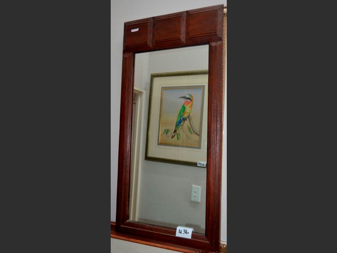 TEAK FRAMED MIRROR, 104 x 61cm