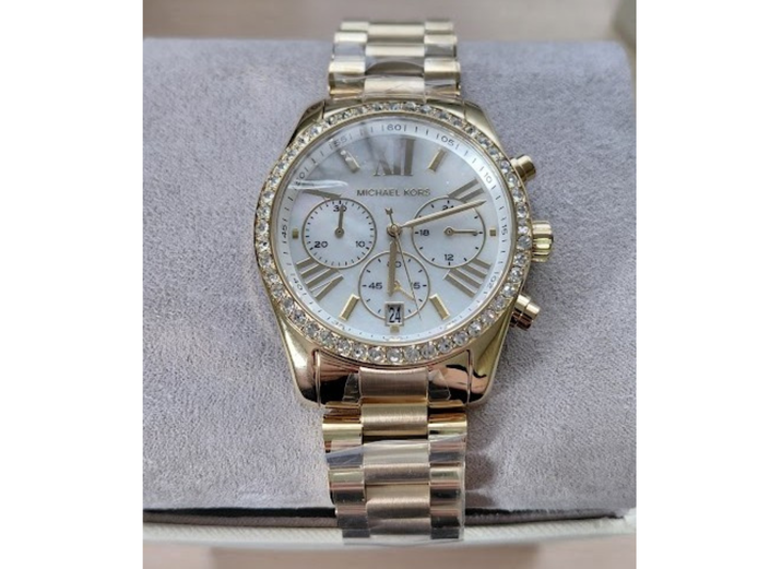 MICHAEL KORS LEXINGTON GOLD-TONE PAVE WATCH MODEL:  MK7241