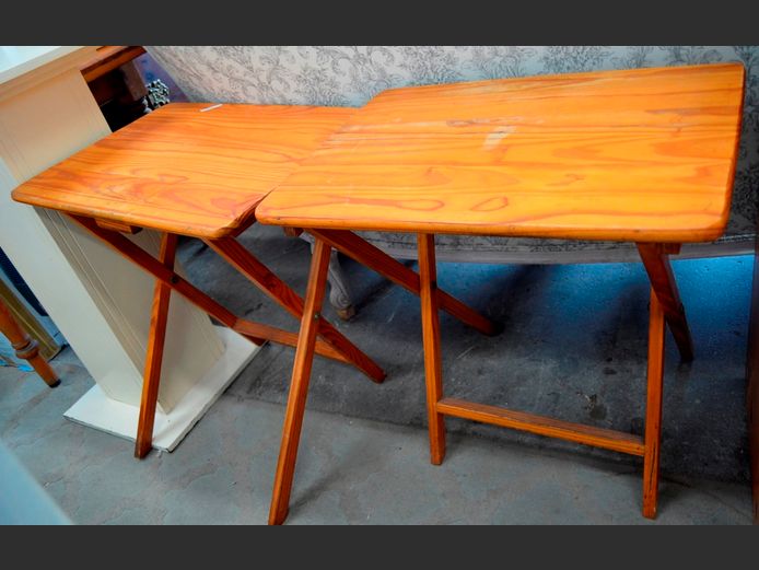 PAIR PINE FOLDING TRAY TABLES [Scuffed]