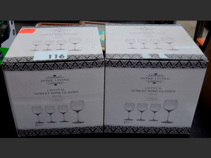 SET OF 8 HOME LIVING CRYSTAL WINE GLASSES