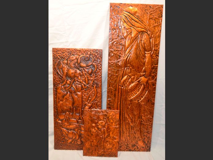 LOT OF 3: BEATEN COPPER ARTWORKS