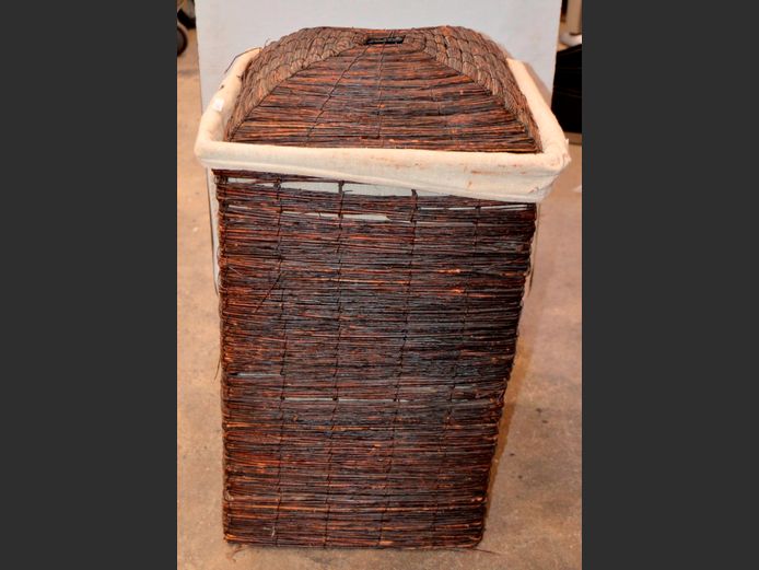 WOVEN LAUNDRY BASKET, 40 x 40 x 60cm [Slight fraying to edges]